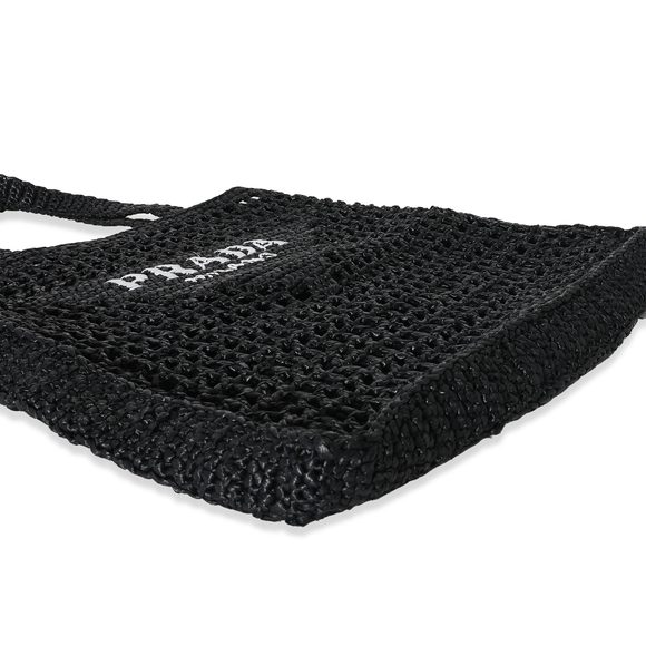 Prada Natural Black Raffia Logo Tote - Picture 8 of 8